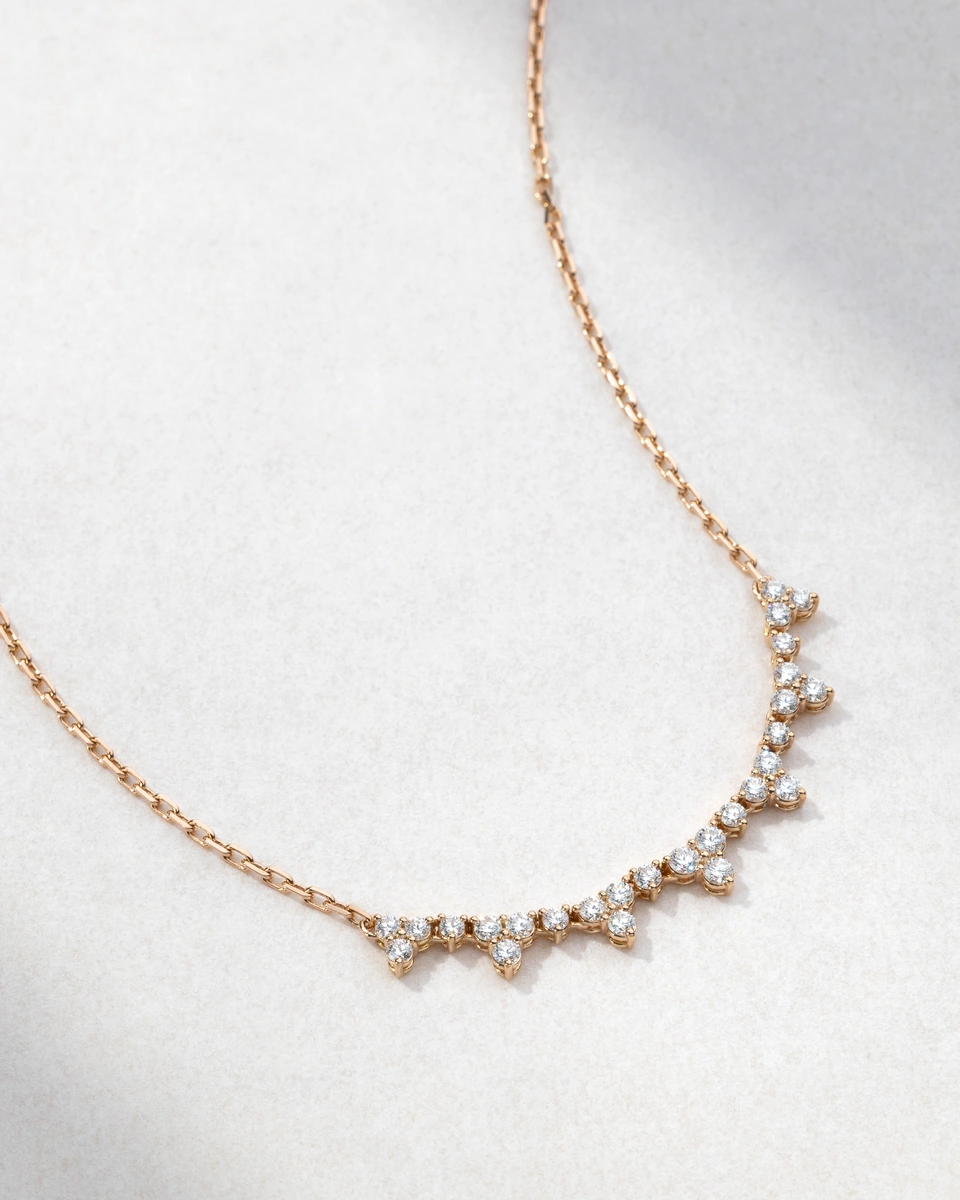 Necklace in 18K Rose Gold with Brilliant-Cut Diamonds and Unique Design