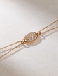 18K Rose Gold Double Chain Bracelet with Diamond Oval Motif