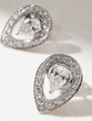 18K White Gold  Studs with Pear shaped and Brilliant Diamonds
