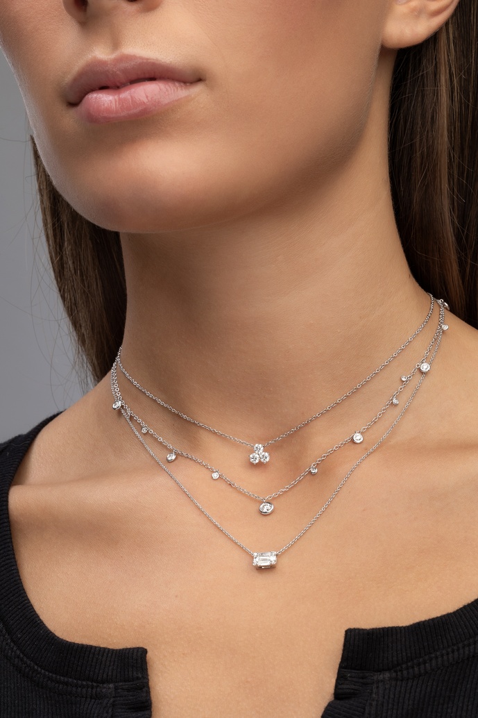 18K White Gold Chain Necklace with Brilliant Diamonds
