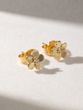 18K Yellow Gold Flower Earrings with Brilliant Diamonds