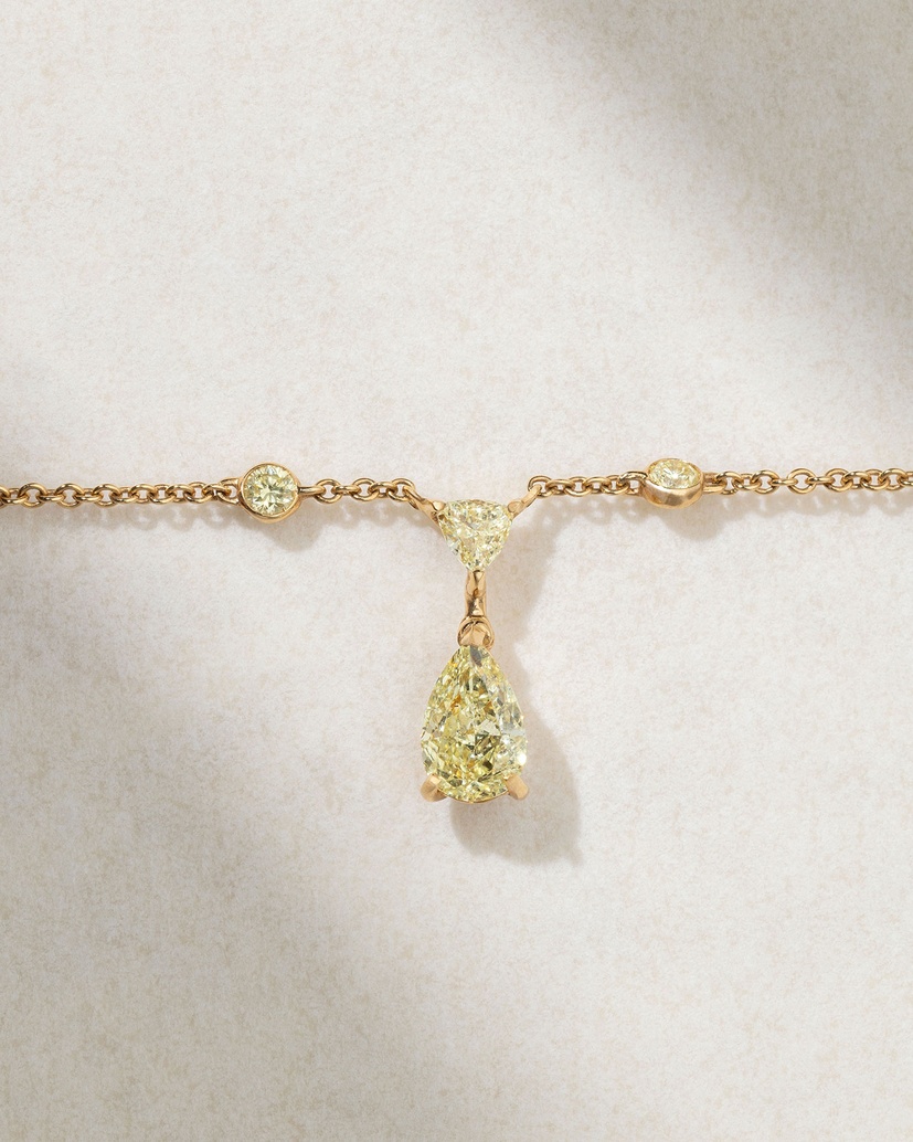 18K Rose Gold Necklace with Fancy Yellow Diamonds