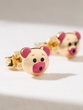 Teddy Bear Earrings in 18 Karat Yellow Gold with Enamel