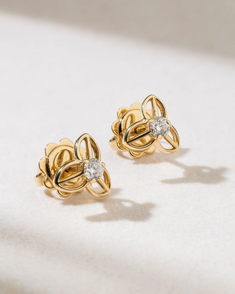Blossom Earrings in 18K Yellow Gold with Diamonds