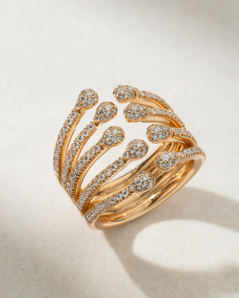 18Κ Rose Gold Diamond Ray Ring