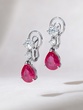 18K White Gold Drop Earrings with Rubies and Diamonds - Image 1