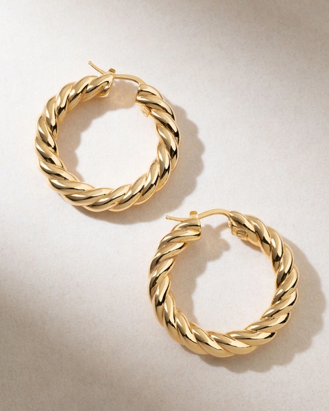 18K Yellow Gold Archaic Hoops