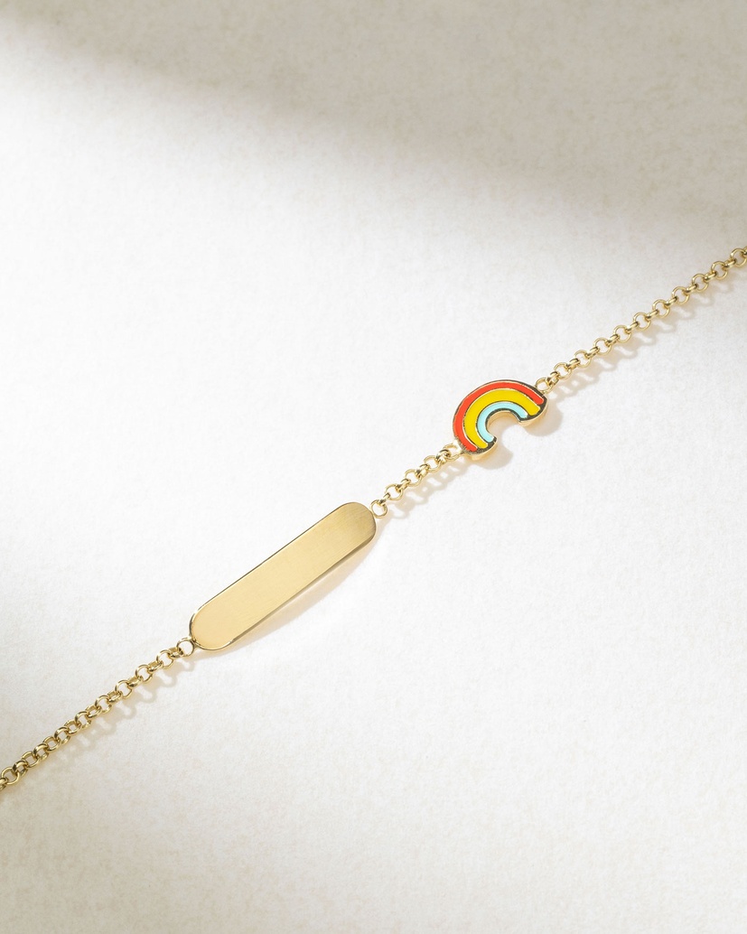 Bracelet in Yellow Gold K18 with Enamel Rainbow