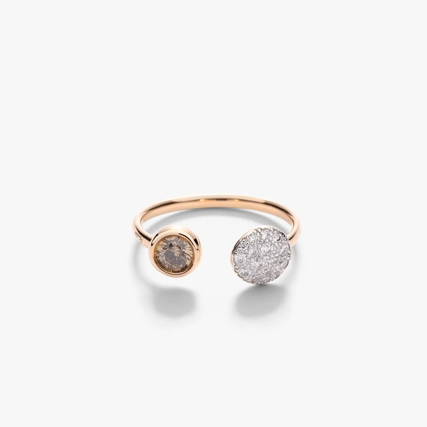 Sabbia Ring in 18K Rose Gold with Brown and White Diamonds