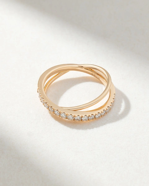 18Κ Rose Gold Double Band Ring with Diamonds