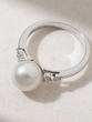 18K White Gold Ring with Pearl and Diamonds