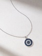 18K White Gold Circle Talisman Necklace with Sapphires and Diamonds - Image 1