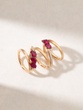 18K Five Band Rose Gold Ring with Oval Rubies and Diamonds