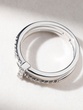 18K Double White Gold Ring with White Diamonds