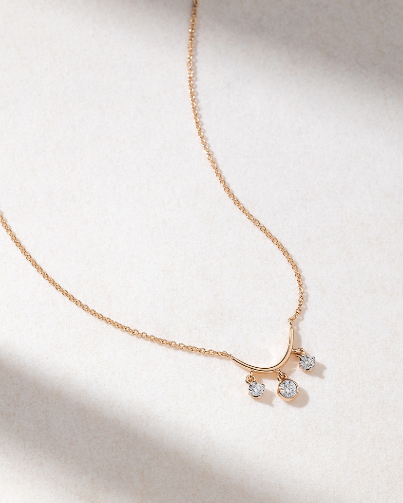 18K Rose Gold Necklace with Floating Diamonds - Image 1
