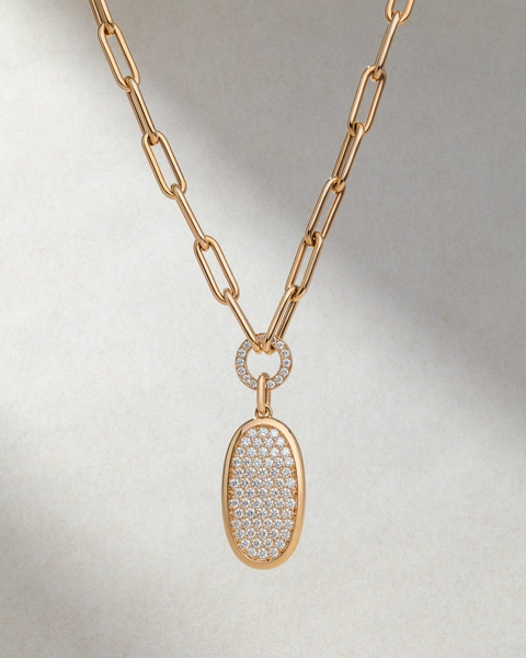 Unique 18K Rose Gold Necklace with Brilliant-Cut Diamonds