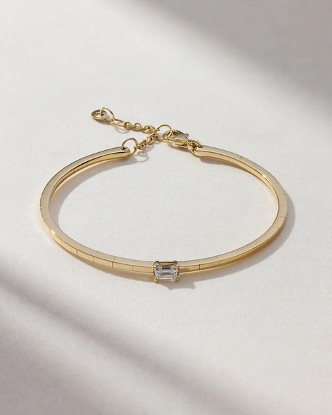 Bracelet in 18K Yellow Gold with Emerald-Cut Diamond
