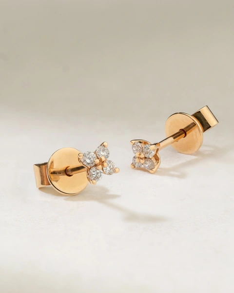 Flower Gold Earrings K18 with Brilliants