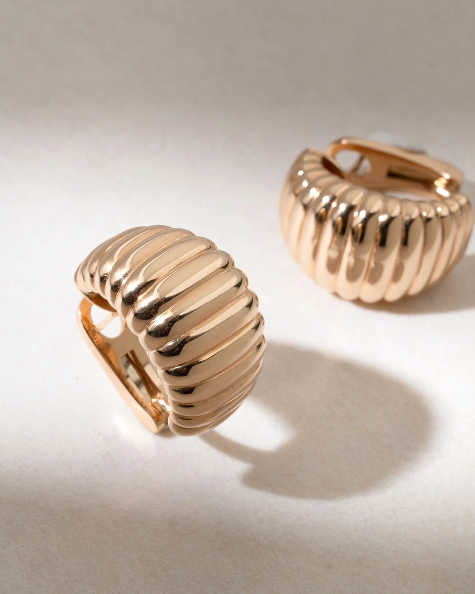 18K Rose Gold Earrings with Sculptural Shape