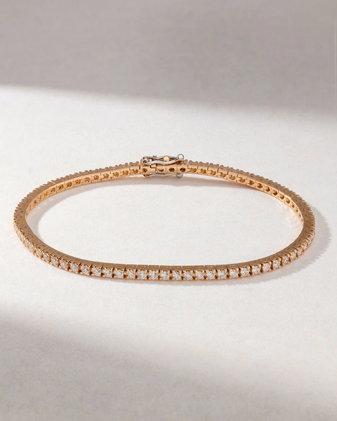 18K Rose Gold Tennis Bracelet with Brilliant cut Diamonds