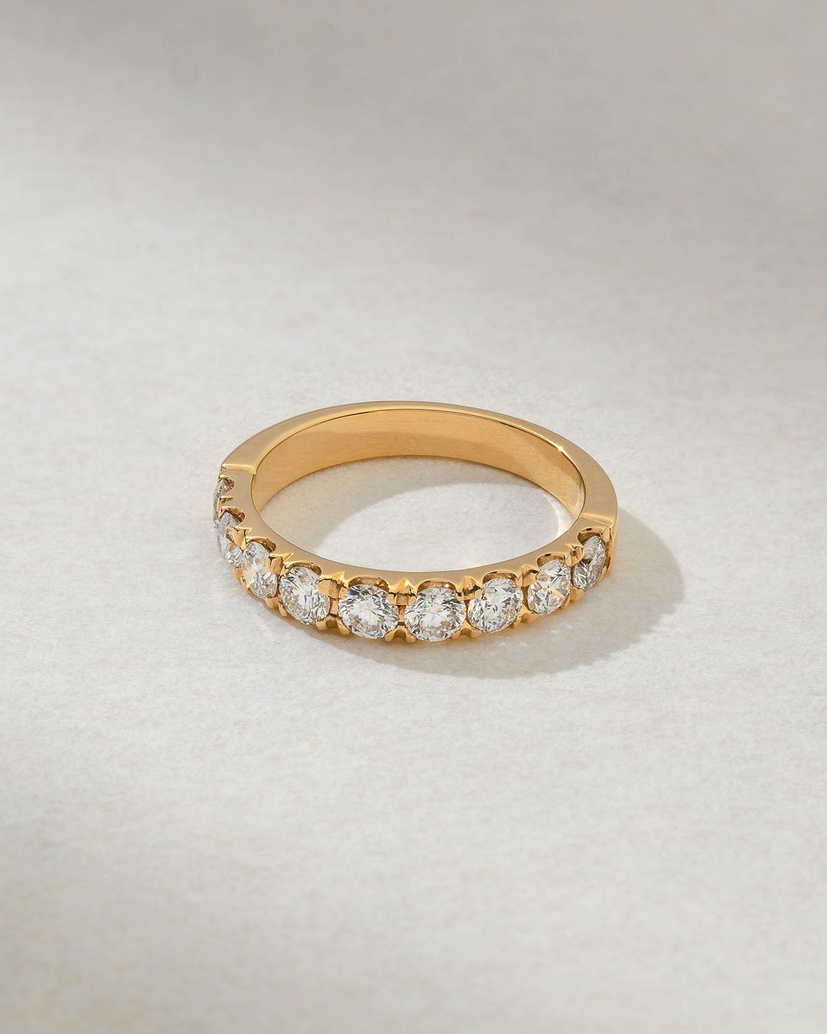18K Rose Gold Band with Nine Diamonds