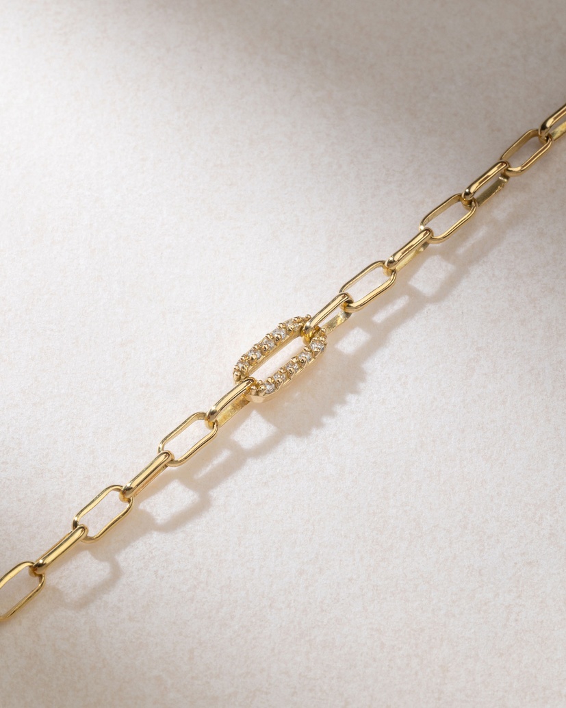 18K Yellow Gold Chain Bracelet with Diamonds