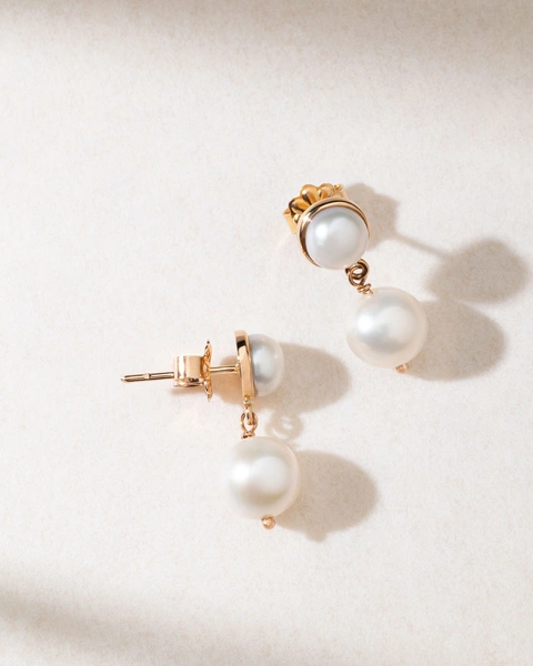 18K Rose Gold Drop Earrings with Pearls