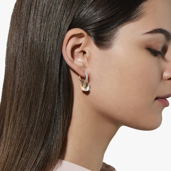 Σκουλαρίκια Nudo σε Ροζ και Λευκό Χρυσό Κ18 με 2 Λευκά Τοπαζ και 56 Διαμάντια