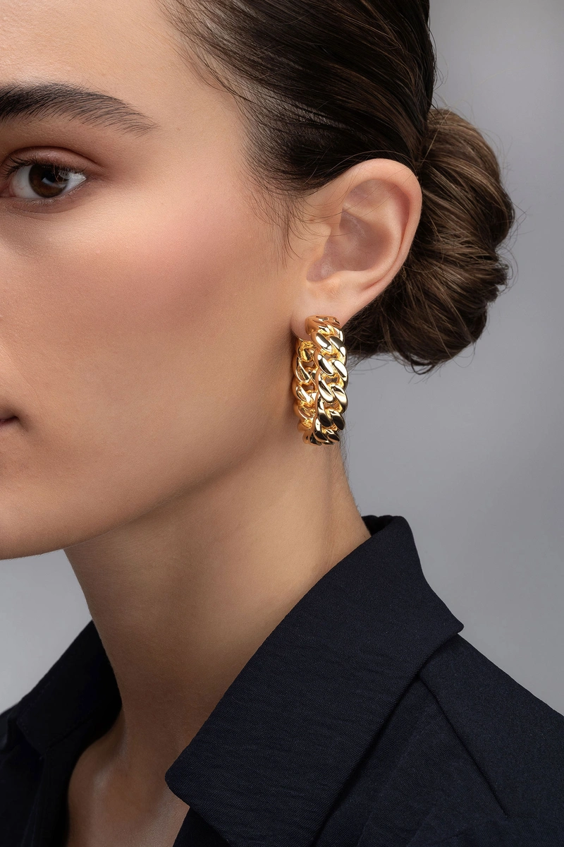 Yellow Gold Hoop Earrings K18