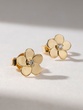 18K Yellow Gold Flower Earrings with Brilliant Diamonds