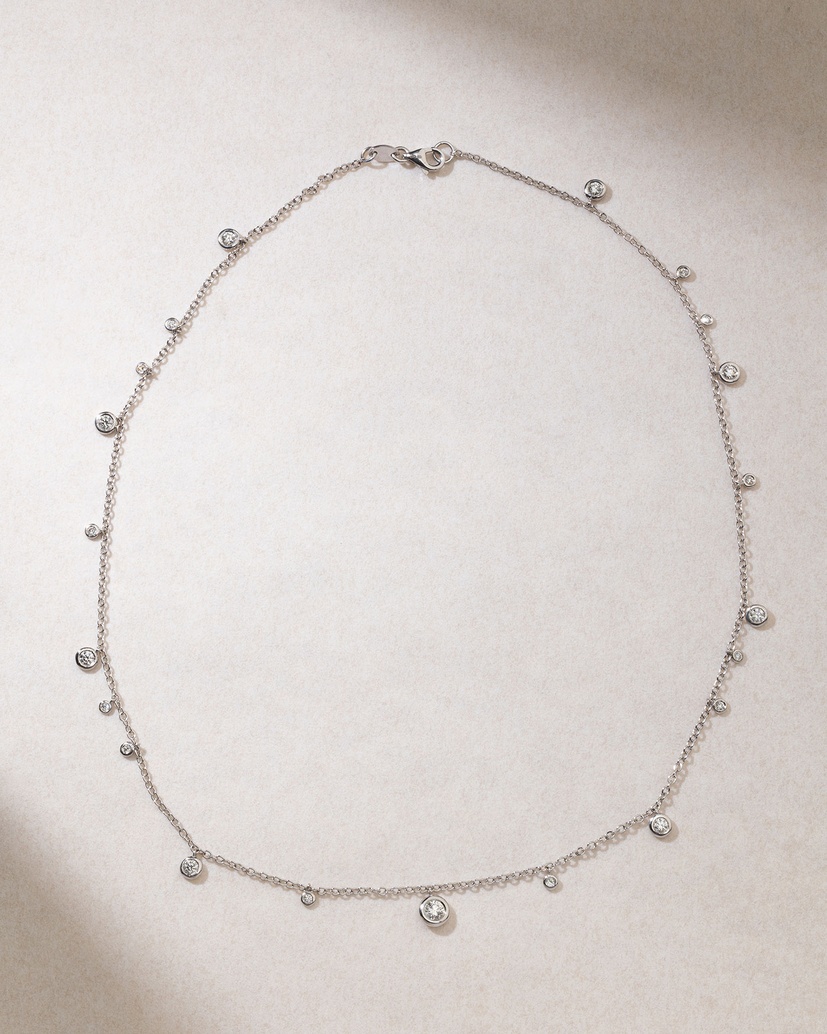 18K White Gold Chain Necklace with Brilliant Diamonds