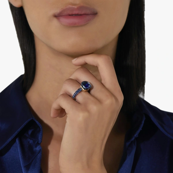 Δαχτυλίδι Nudo Petit σε Λευκόχρυσο και Ροζ Χρυσό με London Blue Topaz, Lapis και Μπλε Ζαφείρια