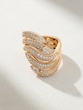 18 Κ Rose Gold Wavy Ring with Brilliant and Poir Diamonds