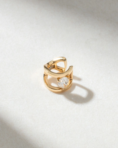 18K Rose Gold Ear Cuff with  Pear Diamond