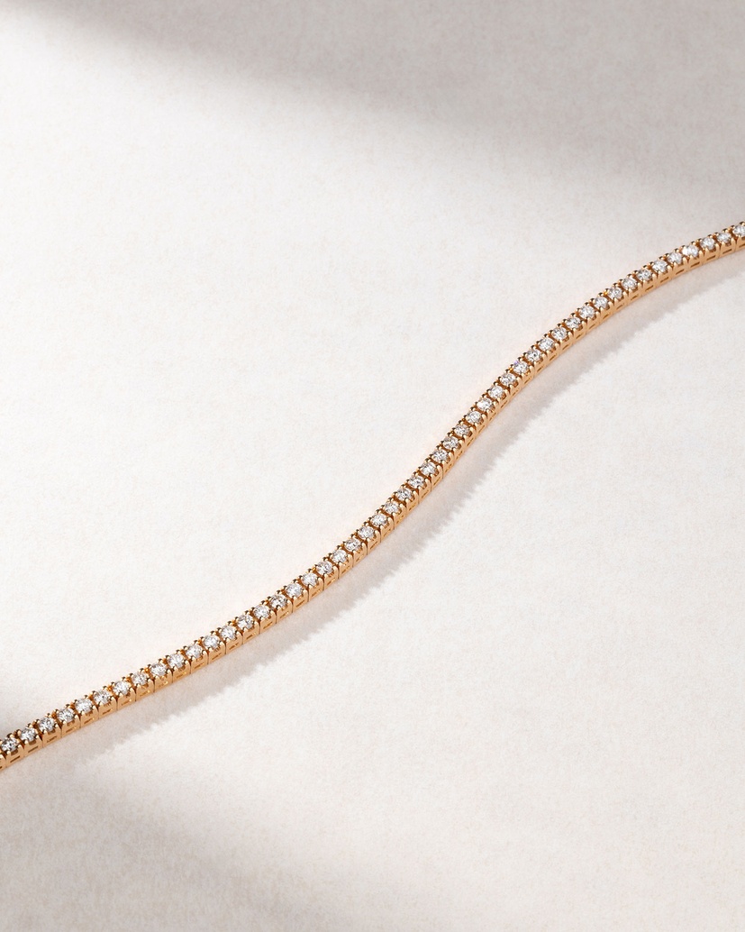 18K Rose Gold Tennis Bracelet with Brilliant cut Diamonds