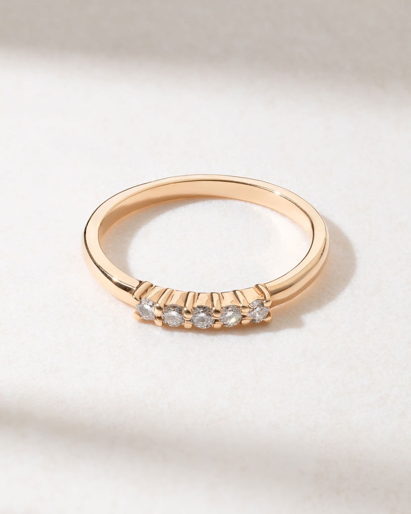 Five Diamond Band in 18K Rose Gold - Image 3