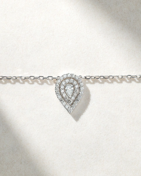 18K White gold Necklace with Pear Shaped Diamond and Brilliants