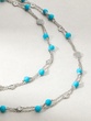 18K White Gold Long Necklace with Turquoise and Diamonds