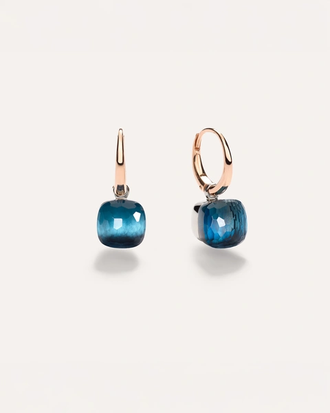 Nudo Earrings in 18k Rose and White gold with 2 London blue topazes