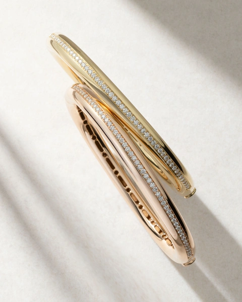 18K Yellow Gold Bangle Bracelet with Diamonds