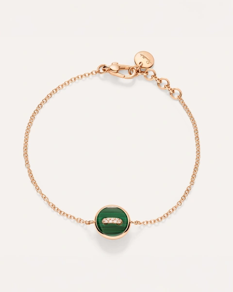 Pom Pom Dot bracelet in 18k rose gold with malachite, white mother-of-pearl, and  white diamonds