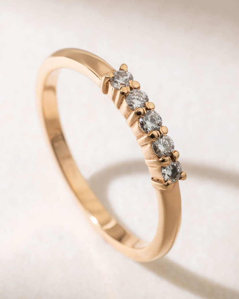 Five Diamond Band in 18K Rose Gold - Image 1