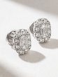 18K White Gold Oval Studs with Trapezoid and Brilliant Diamonds