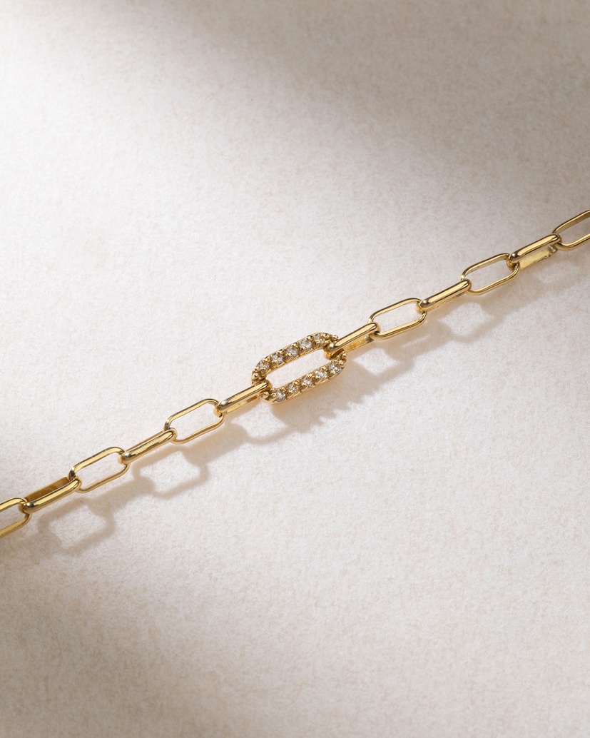 18K Yellow Gold Chain Bracelet with Diamonds