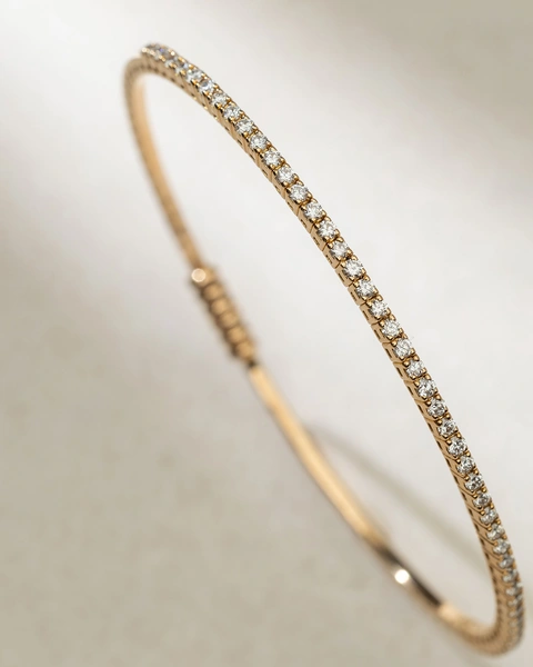 18K Rose Gold Cuff Bracelet with Brilliant Diamonds