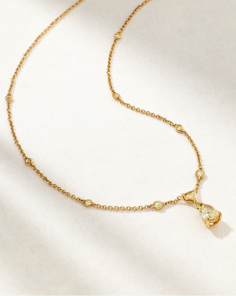 18K Rose Gold Necklace with Fancy Yellow Diamonds