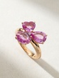 18Κ Rose Gold Ring with Pear, Heart and Oval Sapphire and Diamond