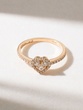 18K Rose Gold Heart Ring with Princess and Brilliant Diamonds