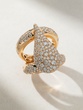 18K Rose Gold Long Diamond Ring with Diamond Drop