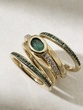 18K Rose Gold Multiple Bands Ring with Emeralds and Diamonds